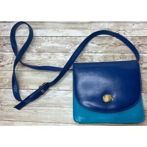 Monet Leather Purse Shoulder Handbag Navy & Teal Blue